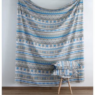 Thoppia Aztec Bedsheet (Blue - 101123140-0044)