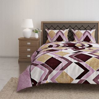 Swayam 144 TC Pure Cotton Rust and Beige Geometric Printed Double Bed Sheet With 2 Matching Pillow Covers