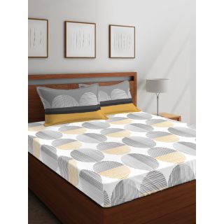 Layers - 100% Cotton - 144 Thread Count - Queen - Firenze Beautiful Colour Premium - Design Bedsheet Set -with 2 Pillow Cover Percale - Breathable and Skin FriendlyFTR00982