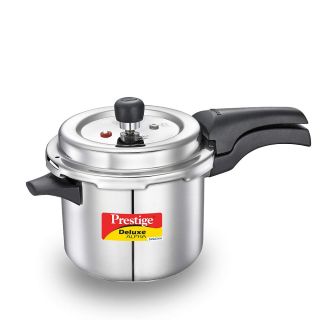 Prestige Deluxe Alpha Svachh Stainless Steel Straight Wall Outer Lid Pressure Cooker, 3.5 Litre, Silver