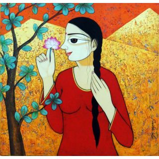 Innocent Girl Love to Flower by Pravin Utge