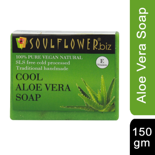 Soulflower Cool Aloe Vera Soap, 150gm