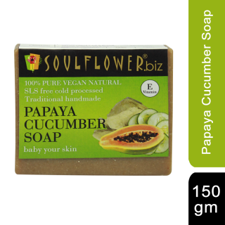 Soulflower Papaya Cucumber Soap, 150gm