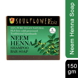 Soulflower Neem Heena Hair Cleansing Bar Soap, 150gm