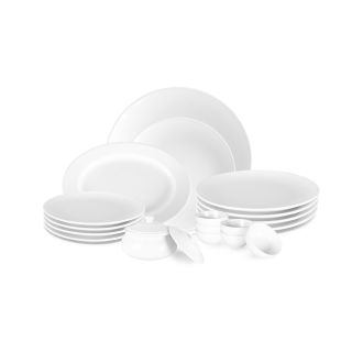 Ariane - Fine Porcelain Round Rimless Dinner Set 23 Pcs - Ivory White