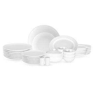 Ariane - Fine Porcelain Round Rimless Dinner Set 25 Pcs - Ivory White