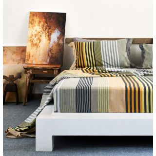 Thoppia Melange Stripe Bedsheet (Yellow - 101123140-0633)