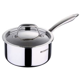Bergner Argent Triply Stainless Steel Saucepan with Stainless Steel Lid, 14 cm, 1.0 Litres, Induction Base, Silver