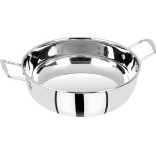 Bergner Essential Stainless Steel Kadhai, 24 cm, Induction Base, Silver