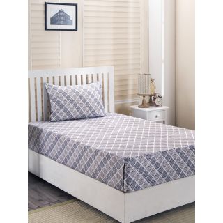 Maspar Bellezza Claire Neutral 210 TC Cotton Single Bed Sheet with 1 Pillow Cover