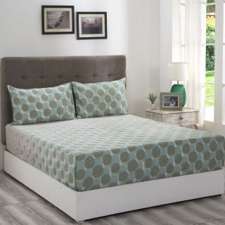Maspar Patina Impression Diagonal Green 210 TC Cotton Single Bed Sheet with 1 Pillow Cover