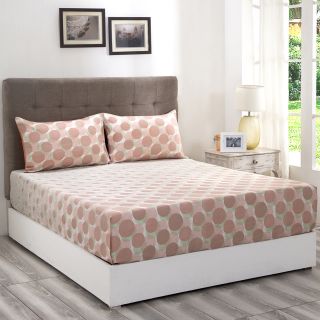 Maspar Patina Impression Diagonal Peach 210 TC Cotton Single Bed Sheet with 1 Pillow Cover