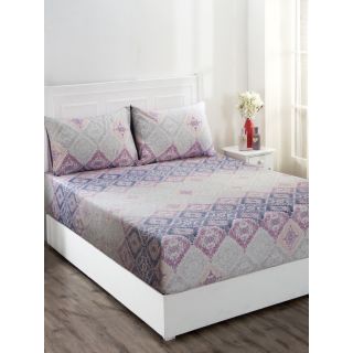 Maspar Co-Exist Eclat Purple 210 TC Cotton Single Bed Sheet with 1 Pillow Cover