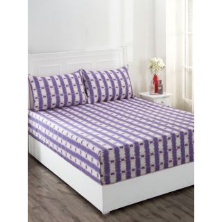 Maspar Co-Exist Escala Purple 210 TC Cotton Single Bed Sheet with 1 Pillow Cover