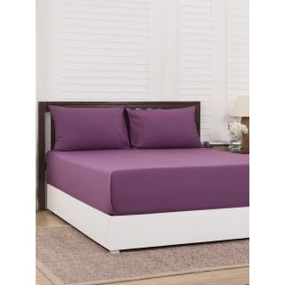 Maspar Colorart Slumber Purple 200 TC Cotton Single Bed Sheet with 1 Pillow Cover