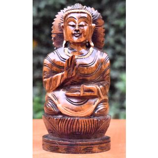 Wooden Handicraft Decorative Gautam Buddha Blessing with Kiran