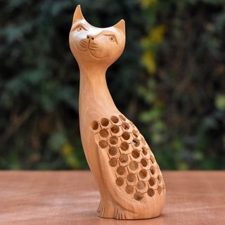 Wooden Handicraft  Decorative - Wooden Cat Sleek U/Cut Side Pose