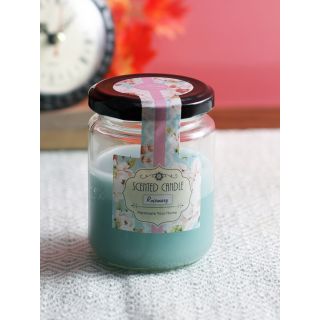 Aqua Blue Rosemary Scented Round Glass Jar Candle (CAN19106BL)