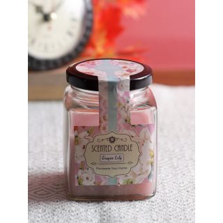 Sobre Peach Ginger Lily Scented Square Glass Jar Candle (CAN19107PI)