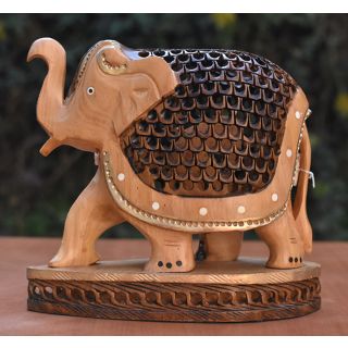 Wooden Handicraft  Decorative - Wooden Elphant Inlaid U/Cut Fine Double Color (CD-1328-5)