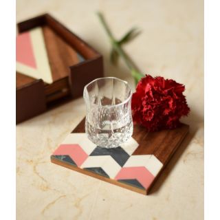 Wooden Chevron Coasters - Rose Pink