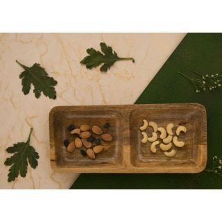 Condiment Tray Wooden Natural 2 part 