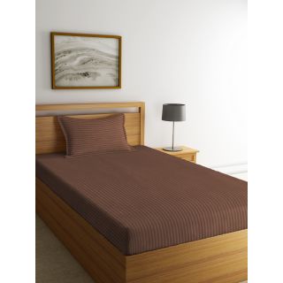 Mark Home Classic Stripes Single Bed Sheet Set Brown