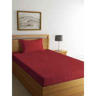 Mark Home Classic Stripes Single Bed Sheet Set Maroon