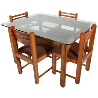 Dining Table DT-14 4-seater dining table with glass top 4' x 3' & Qty 4 DC-14 chairs
