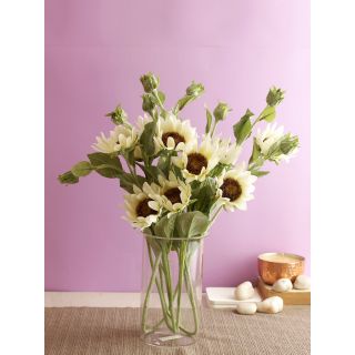 Soothing White Tufted Sunflower Set-Set of 2(FL2087WH)
