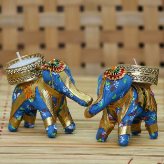 eCraftIndia Elephant Design Handcrafted Tea Light Holder (HCCS508)