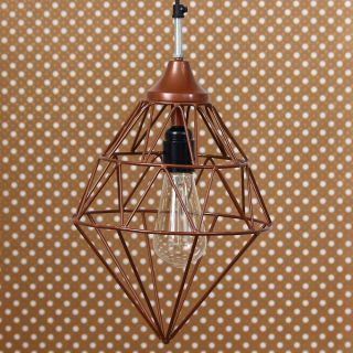 eCraftIndia Edison Filament Copper Finish Diamond Cage Pendant Light, Ceiling Hanging Lamp for Home/Living Room/Offices/Restaurants (ILAMP_CL05)