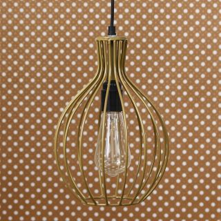 eCraftIndia Edison Filament Golden Finish Diamond Cage Pendant Light, Ceiling Hanging Lamp for Home/Living Room/Offices/Restaurants (ILAMP_CL16)