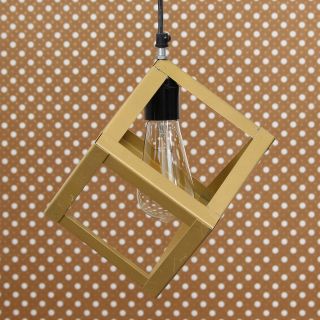 eCraftIndia Golden Finish Metal Square Cube Pendant Light, Ceiling Hanging Lamp for Home/Living Room/Offices/Restaurants (ILAMP_CL30)