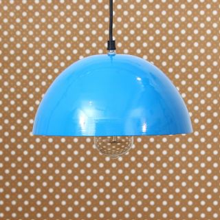 eCraftIndia Shining Sky Blue Glossy Finish Pendant Light, 10" Diameter Ceiling Hanging Lamp for Home/Living Room/Offices/Restaurants (ILAMP_CLS16)