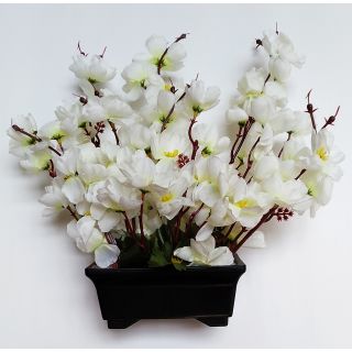 Artificial White Color Cherry Blossom Flower Arrangement With Pot (137)