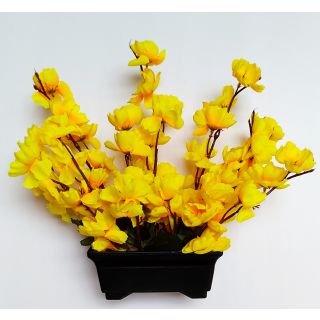 Artificial Yellow Color Cherry Blossom Flower Arrangement With Pot (136)