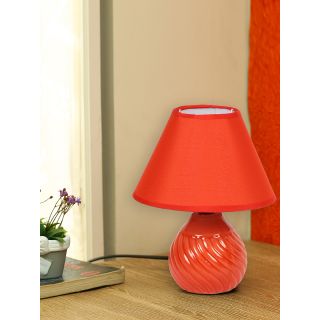 Vintage Style Polished Ceramic Round Red Table Lamp (LAM18108RED)