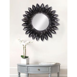 eCraftIndia Black Decorative Metal Handcarved Wall Mirror (MIIWCACF_2423_M)
