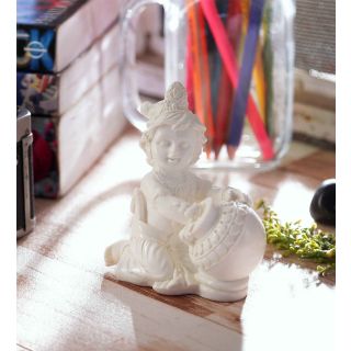 eCraftIndia Pure White Statue of Laddu Gopal having Makhan (MSGK500)