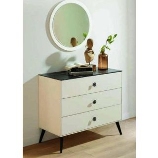 Nia | Chest of Drawers Mirror Sedef Krem Wood