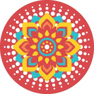 Rangoli on Canvas Red Mandala Circle (12 X 12 inch)