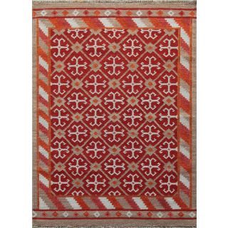 Jaipur Rugs Classic Mars Red Medium Peach 4X6 Feet Wool Kilim Area Rug