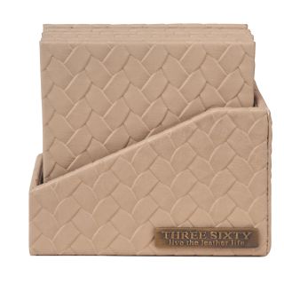 COASTER IN Faux Leather SET OF 6 (Beige)