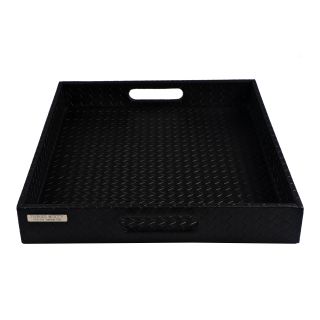 TRAY LARGE IN Faux Leather (Black)