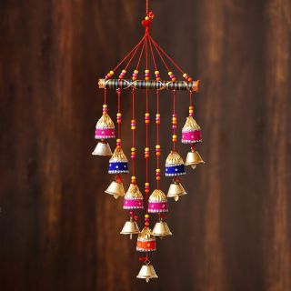  eCraftIndia Handcrafted Decorative Colorful Wall/Door/Window Hanging Bells (STRBEL599)