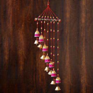  eCraftIndia Handcrafted Decorative Colorful Lining Wall/Door/Window Hanging Bells (STRBEL602)