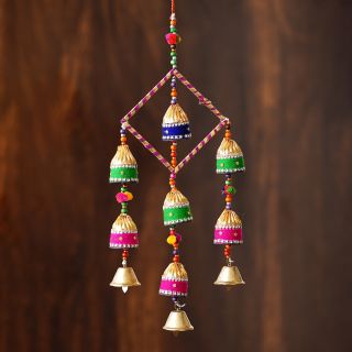  eCraftIndia Handcrafted Decorative Colorful Wall/Door/Window Hanging Bells (STRBEL603)