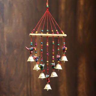  eCraftIndia Handcrafted Decorative Parrot Wall/Door/Window Hanging Bells (STRBIRD499)