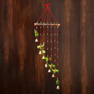  eCraftIndia Handcrafted Decorative Parrot Wall/Door/Window Hanging Bells (STRPAR602)